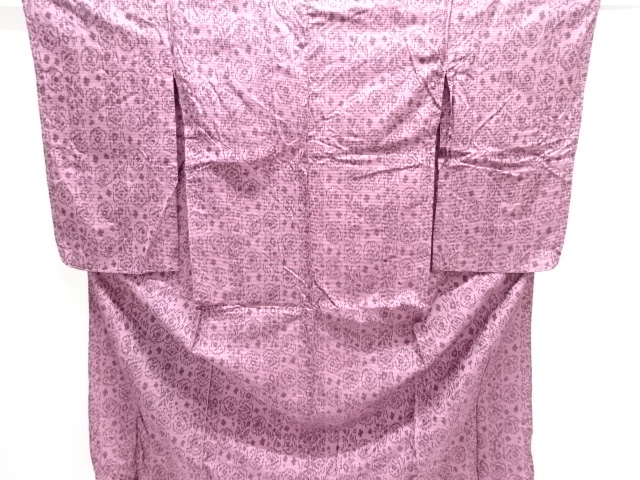 JAPANESE KIMONO / ANTIQUE HITOE KIMONO / TAISHO ROMAN STYLE / MEISEN / SILK / WOVEN ABSTRACT PATTERN